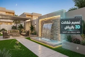 تصميم شلالات 3D بالرياض | شاهد حديقتك والنوافير المنزلية قبل التنفيذ